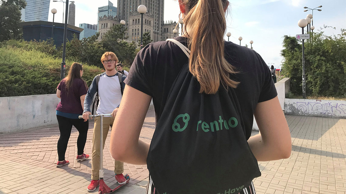 Kampania ambientowa zorganizowana w Warszawie dla jednego z naszym start-upów Rentao