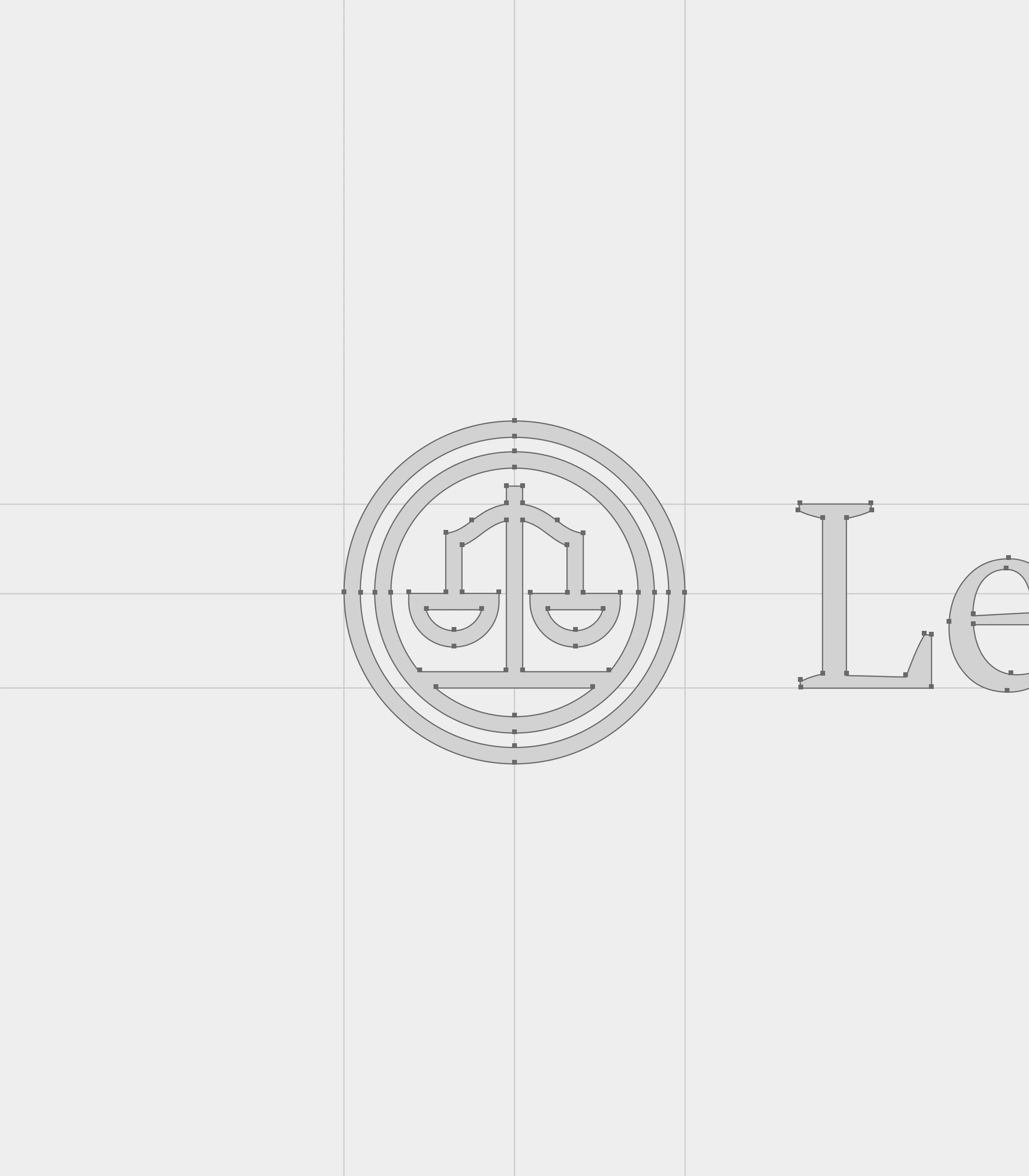 Konstrukcja znaku graficznego Legalizator przedstawiona na siatce projektowej logo.