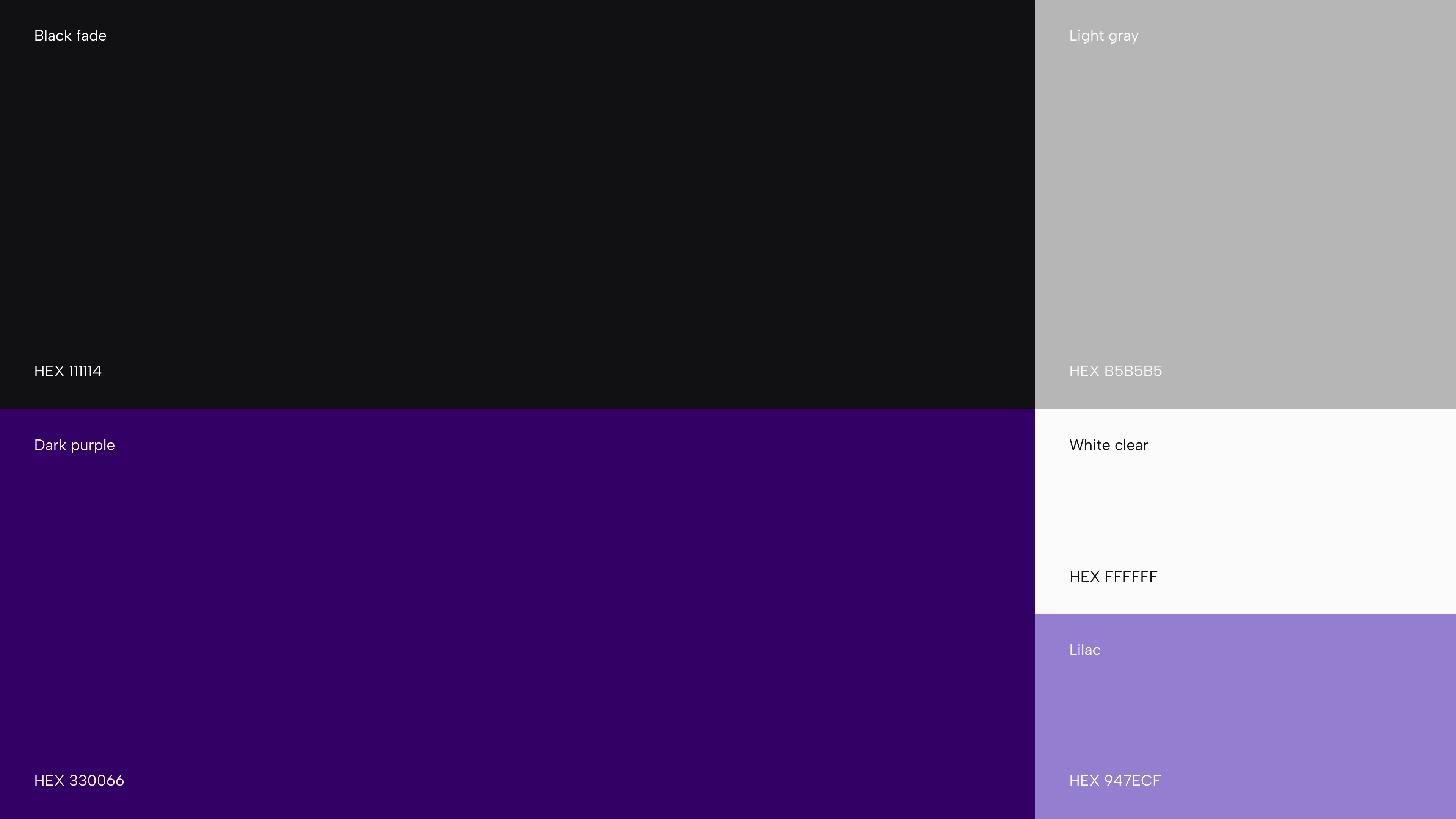 Paleta kolorystyczna marki Legalizator z oznaczeniami kolorów i kodami HEX.